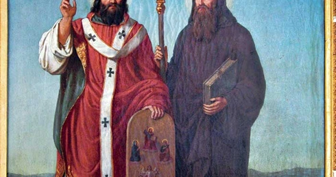 Josef Zelený „Św. Cyryl i św. Metody”  olej na płótnie, 1863 Klasztor benedyktynów, Rajhrad 