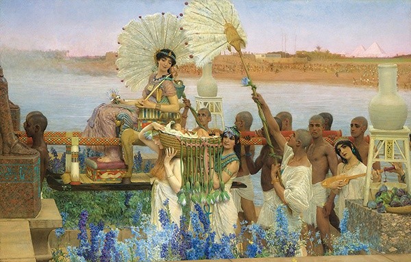 Lawrence Alma-Tadema „Odnalezienie Mojżesza” olej na płótnie, 1904, kolekcja prywatna