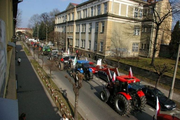 Rolniczy protest w Nowym Sączu