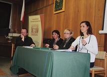 Prelegenci. Od prawej: Alicja Górska, Katarzyna Bassel-Jazgar, Marta Krasnoborska i o. Piotr Włodyga