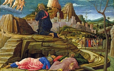 Andrea Mantegna „Modlitwa w Ogrójcu”  olej na desce, ok. 1460 National Gallery, Londyn