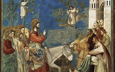Giotto di Bondone „Wjazd Chrystusa do Jerozolimy”,  fresk, ok. 1303–1305, kaplica Scrovegnich, Padwa
