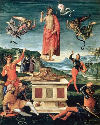 Rafael (Raffaello Santi, zwany też Sanzio) „Zmartwychwstanie Chrystusa” olej na desce, 1499–1502 Muzeum Sztuki, São Paulo