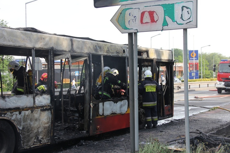 Spłonął autobus w Wodzisławiu Śl. 