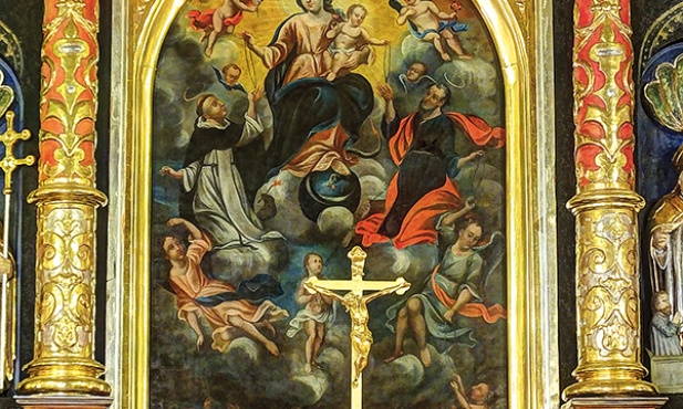  Obraz z ołtarza głównego w kościele NMP Królowej Różańca Świętego w Boronowie, pochodzący z przełomu XVII i XVIII w. 