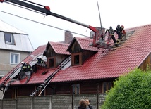 Jednostki strażackie podczas gaszenia pożaru