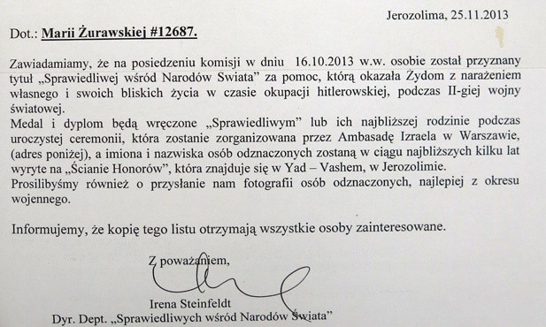 Medal dla Marii Żurawskiej