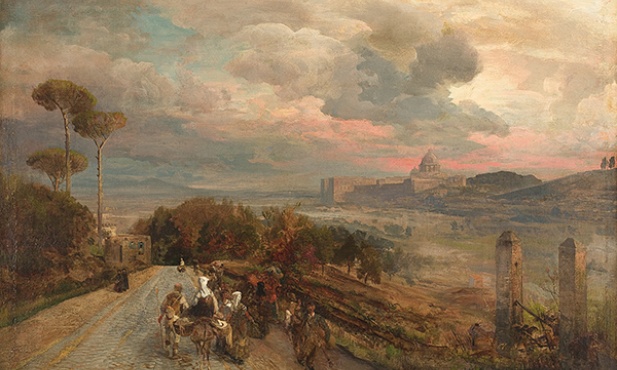 Obraz „Via Cassia koło Rzymu” Oswalda Achenbacha powstał w 1878 roku. W 1946 wykradziony z muzealnej skrytki, po ponad  70 latach wrócił do Wrocławia