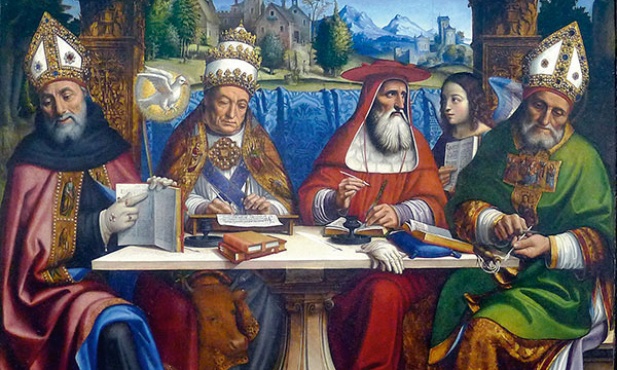 Pier Francesco Sacchi „Czterej doktorzy Kościoła” olej na płótnie, 1516 Luwr, Paryż