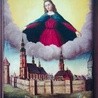 Matka Boża ochraniająca Gliwice – kopia wizerunku z chorągwi miejskiej. Obraz ze zbiorów Muzeum w Gliwicach