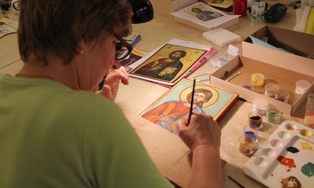 Kursanci pracowali na ikoną Chrystusa Pantokratora
