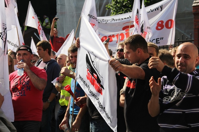 Protest górników