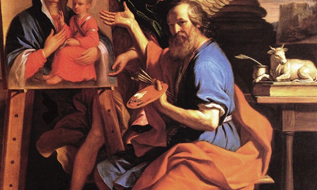 Guercino (Giovanni Francesco Barbieri) „Św. Łukasz pokazujący obraz Matki Bożej” olej na płótnie, 1652–1653 Muzeum Sztuki Nelson-Atkins, Kansas City