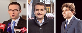 Od lewej: Krzysztof Kosiński,  prezydent Ciechanowa (26 lat), Marek Materek,  prezydent Starachowic (25 lat), Lucjusz Nadbereżny,  prezydent Stalowej Woli (29 lat)