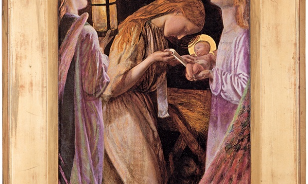 Arthur Hughes „Boże Narodzenie”  olej na płótnie, 1857–1858 Muzeum i Galeria Sztuki, Birmingham 