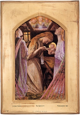 Arthur Hughes „Boże Narodzenie”  olej na płótnie, 1857–1858 Muzeum i Galeria Sztuki, Birmingham 