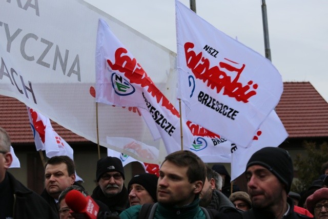 Manifestacja poparcia dla górników kopalni "Brzeszcze"