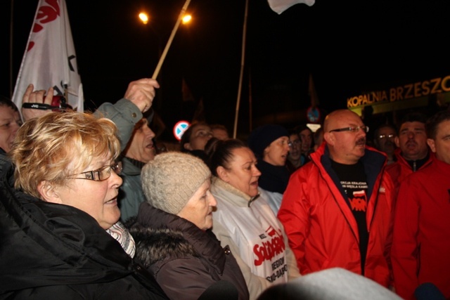 Protest mieszkańców pod kopalnią "Brzeszcze"