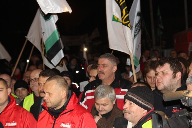 Protest mieszkańców pod kopalnią "Brzeszcze"