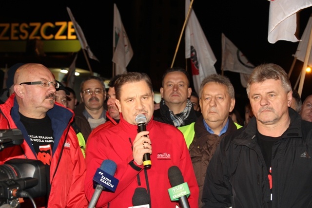 Protest mieszkańców pod kopalnią "Brzeszcze"