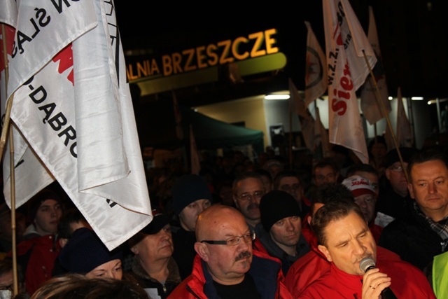 Protest mieszkańców pod kopalnią "Brzeszcze"