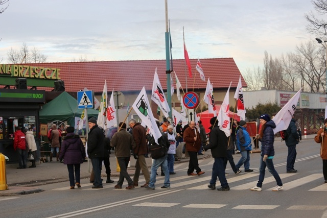 Protest mieszkańców pod kopalnią "Brzeszcze"