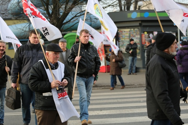 Protest mieszkańców pod kopalnią "Brzeszcze"