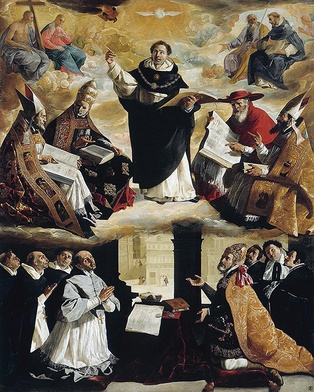 Francisco de Zurbarán  „Apoteoza św. Tomasza z Akwinu” olej na płótnie, 1631 Muzeum Sztuk Pięknych, Sewilla