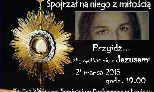 Plakat wielkopostnej adoracji Najświętszego Sakramentu w kaplicy seminaryjnej