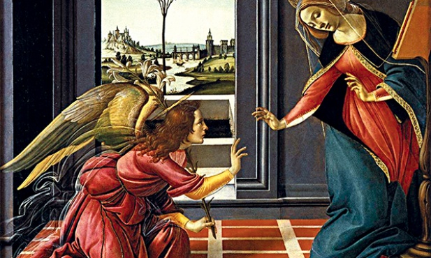 Alessandro di Mariano Filipepi, zwany Sandro Botticelli „Zwiastowanie z Cestello”  tempera na desce, 1489–1490  Galeria Uffizi, Florencja