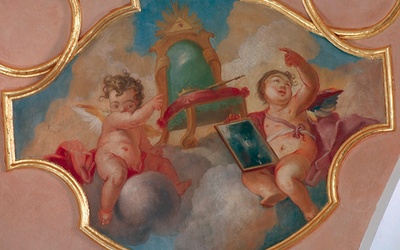  Fragment dekoracji freskowej na sklepieniu kaplicy Matki Bożej Szkaplerznej w dawnym kościele benedyktynek w Lubomierzu 