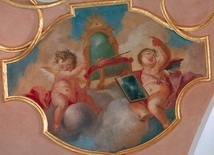  Fragment dekoracji freskowej na sklepieniu kaplicy Matki Bożej Szkaplerznej w dawnym kościele benedyktynek w Lubomierzu 