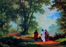  „Droga do Emaus” – oleodruk z XIX w. (kopia obrazu Roberta Zünda, 1877 r.), Pałac Ballestremów w Pławniowicach