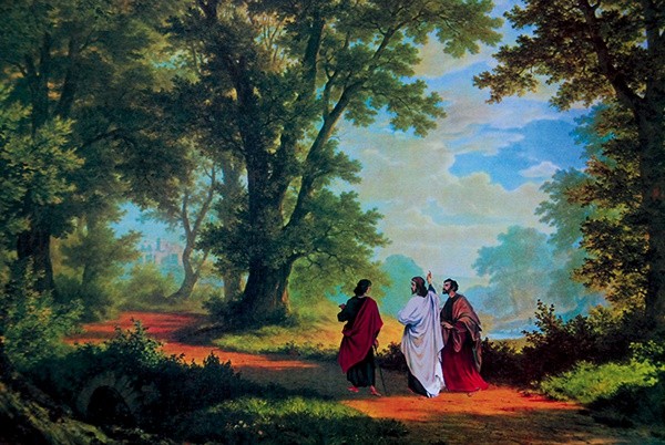  „Droga do Emaus” – oleodruk z XIX w. (kopia obrazu Roberta Zünda, 1877 r.), Pałac Ballestremów w Pławniowicach