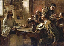 Léon-Augustine Lhermitte „Wieczerza w Emaus”  olej na płótnie, 1892 Muzeum Sztuk Pięknych, Boston