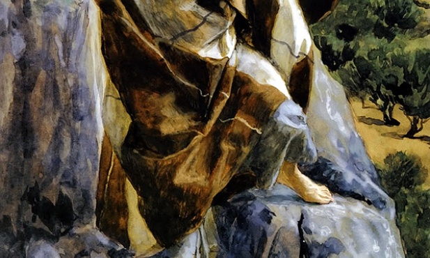 James (Jacques) Tissot „Dobry Pasterz” gwasz na papierze, 1886–1894 Brooklyn Museum, Nowy Jork