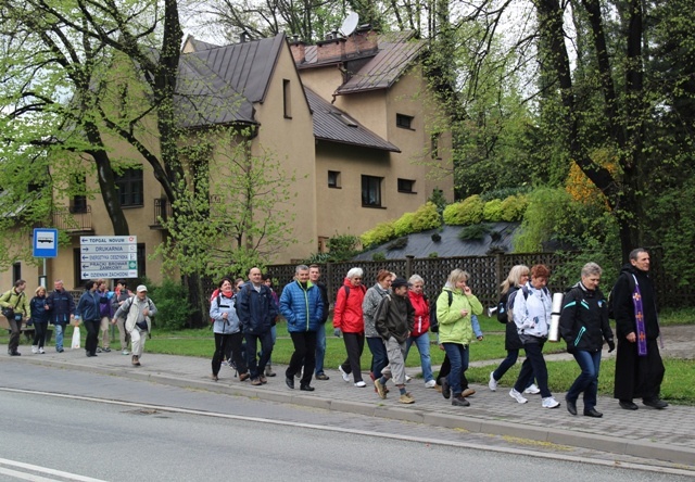 Pielgrzymi z Cieszyna w drodze do Łagiewnik