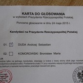 Różanica głosów między A. Dudą a B. Komorowskim wyniosła 6 proc. 