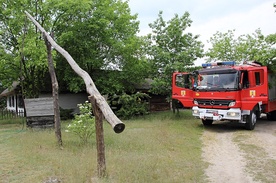 Dym zaczął wydobywać się przy jednej z zagród łowickich na terenie skansenu