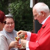 Podczas Eucharystii wierni przyjmowali Komunię św. pod dwiema postaciami