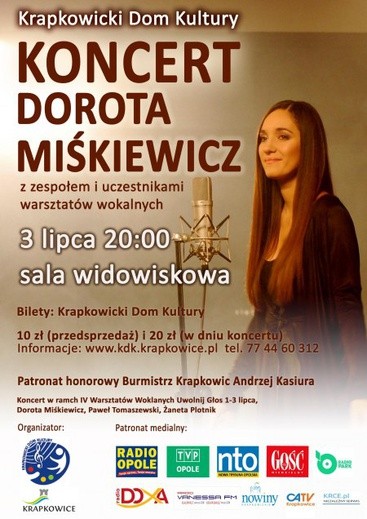 Mamy zaproszenia dla Czytelników na koncert Doroty Miśkiewicz