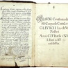 Tytułowa strona księgi gliwickiego Bractwa Najświętszego Ciała Chrystusa (Bractwa Bożego Ciała) z 1711 r., zawierająca spisy członków. Stronę tę poprzedzają odpisy dokumentów bractwa w języku polskim,  które sporządził ks. Thomas Uher
