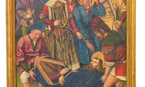 Martín Bernat „Uczniowie zabierają ciało św. Jakuba” olej i tempera na desce, 1480–1490 Muzeum Prado, Madryt