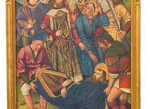 Martín Bernat „Uczniowie zabierają ciało św. Jakuba” olej i tempera na desce, 1480–1490 Muzeum Prado, Madryt
