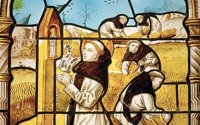 Św. Bernard z Clairvaux na witrażu z ok. 1525 r. w katedrze w Kolonii 