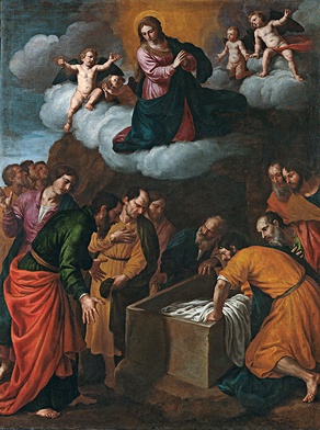 Alessandro Turchi „Wniebowzięcie Maryi”   olej na płótnie, 1631–1635  Muzeum Prado, Madryt