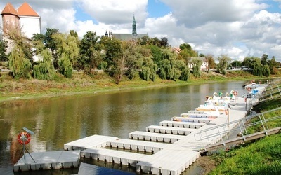 Niska woda na Wiśle w Sandomierzu
