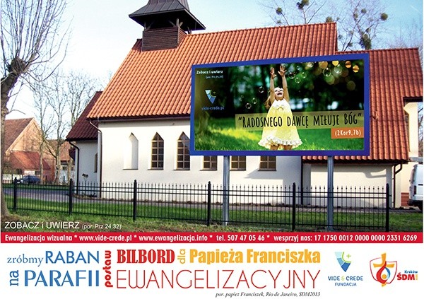  Ewangelizacyjne treści już od dwóch lat są obecne na billboardach we Wrocławiu i okolicach. Na zdjęciu kościół pw. Miłosierdzia Bożego we Wróblowicach