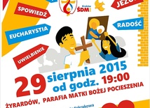 Plakat zapraszający na peregrynację symboli ŚDM i spotkanie młodzieży