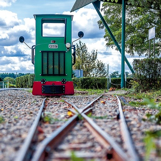  Choć wygląda na miniaturową, kolejka wąskotorowa może zabrać nawet  20 pasażerów na przejażdżkę po półkilometrowej trasie wokół skansenu